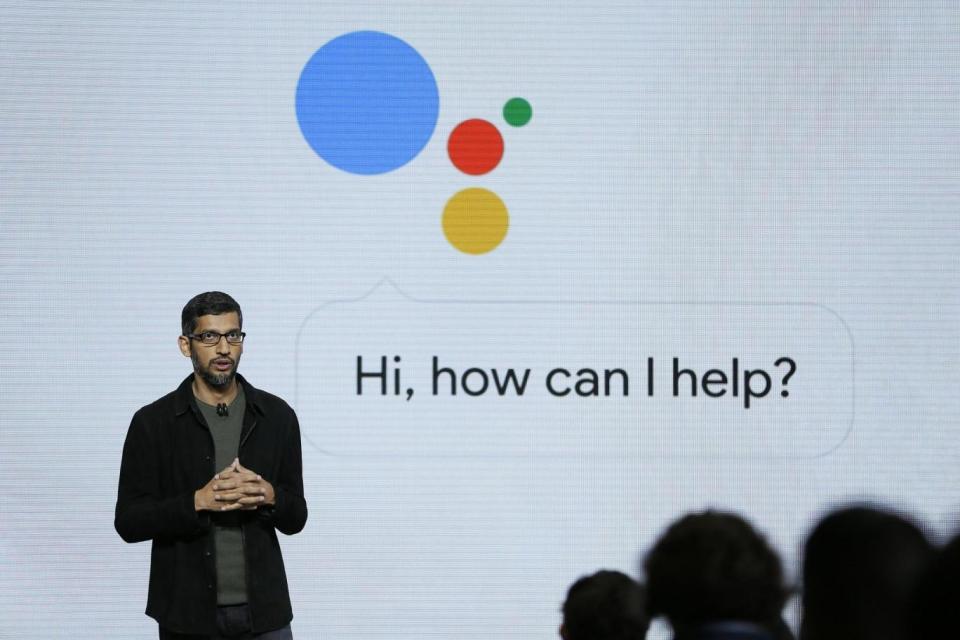 Google CEO Sundar Pichai talks about the new Google Assistant (AP)