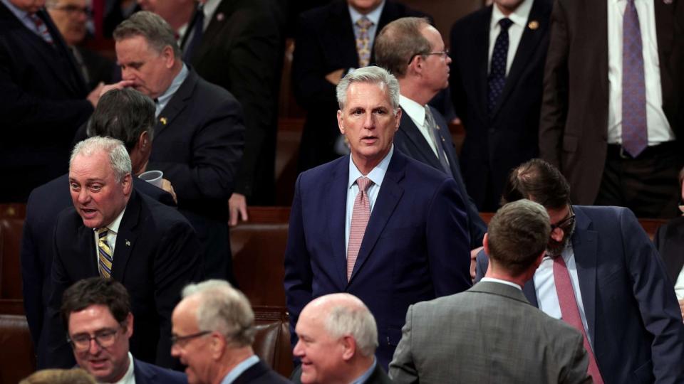 PHOTO: House Minority Leader U.S. Rep. Kevin McCarthy arrives for an address by President of Ukraine Volodymyr Zelensky during a joint meeting of Congress in the House Chamber of the U.S. Capitol on Dec. 21, 2022, in Washington, D.C. (Win McNamee/Getty Images)