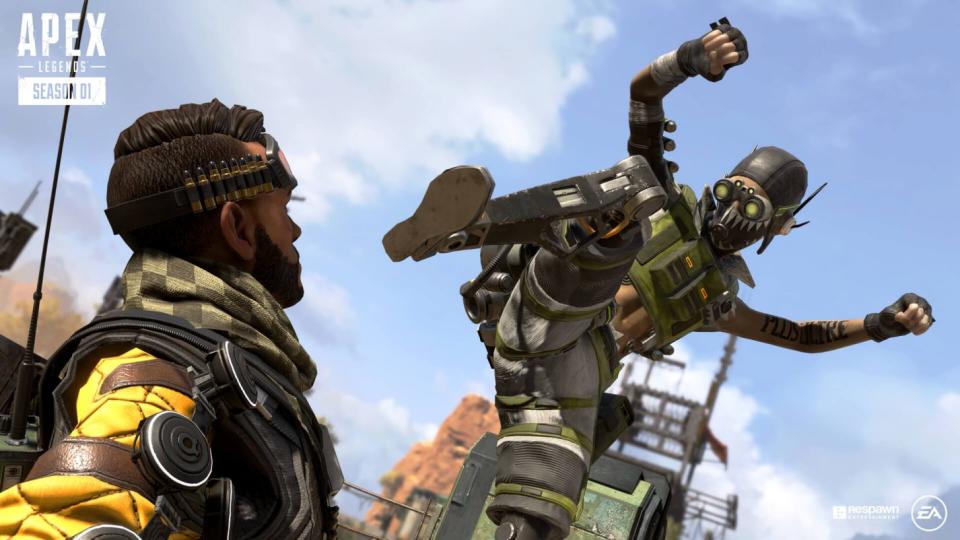 Characters from Electronic Arts' new Apex Legends game are shown fighting