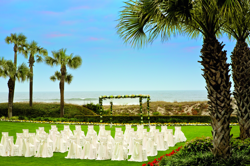 The oceanfront lawn at the Ritz-Carlton, Amelia Island in Florida is an ideal space for a small wedding.