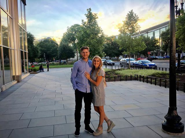 <p>Trea Turner Instagram</p> Trea Turner and Kristen Turner pose together after their engagement in June 2017.