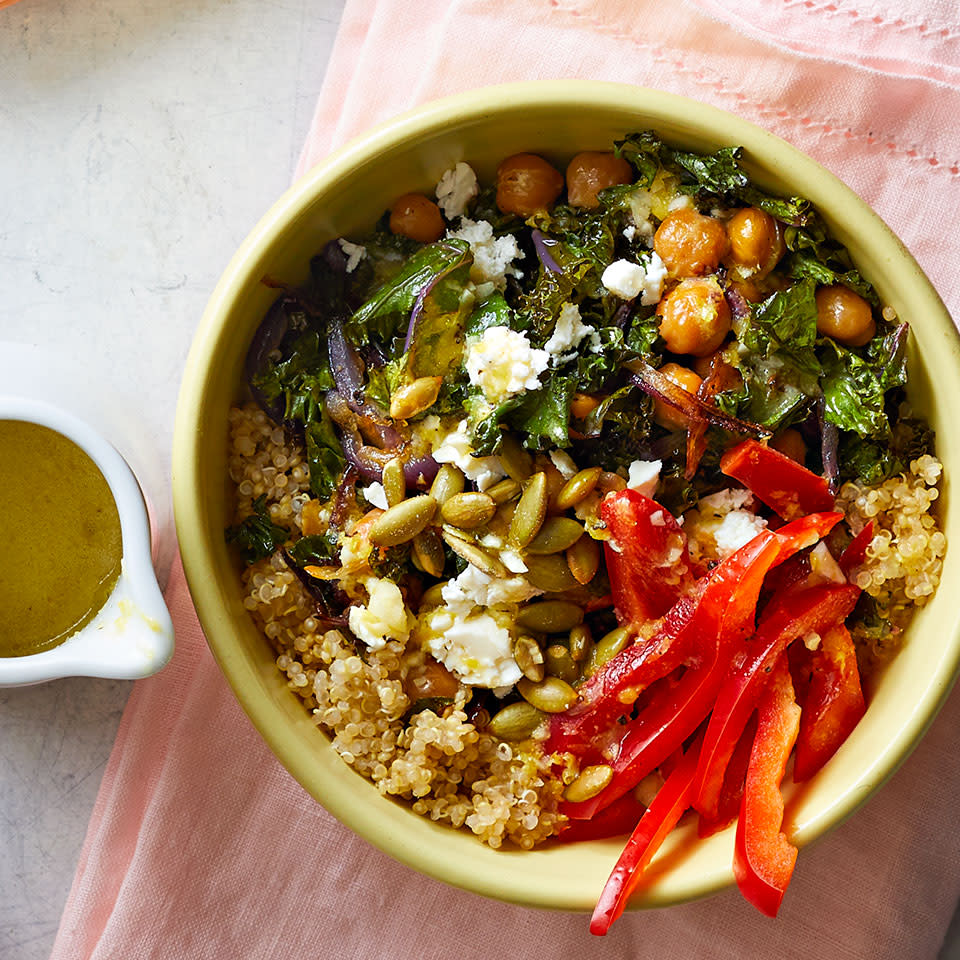 Crispy Chickpea Grain Bowl with Lemon Vinaigrette