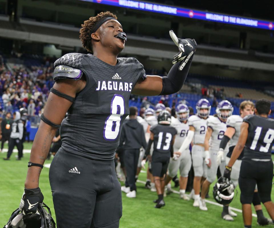 LBJ linebacker Latreveon McCutchin was a slender 5-foot-9 freshman when he enrolled at LBJ. Now at a sturdy 6-3, he is one reason the Jaguars have their eyes on reaching the state finals for the second year in a row.