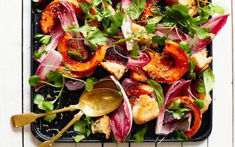 Roast butternut squash panzanella - Credit: Yuki Sugiura