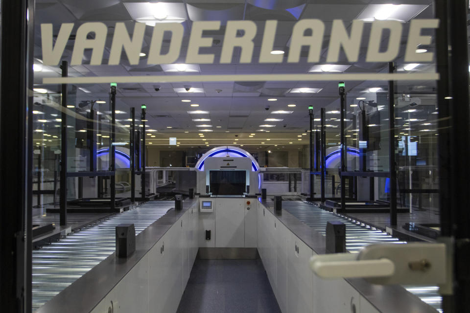 New TSA screening equipment at Harry Reid International Airport is displayed, Wednesday, March 6, 2024, in Las Vegas. AP Photo/Ty ONeil)