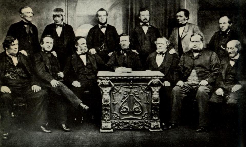 <span class="caption">The founding members of the Rochdale Equitable Pioneer Society, circa 1870.</span> <span class="attribution"><span class="source">Hamburg Co-operative Museum</span>, <a class="link " href="http://creativecommons.org/licenses/by/4.0/" rel="nofollow noopener" target="_blank" data-ylk="slk:CC BY">CC BY</a></span>