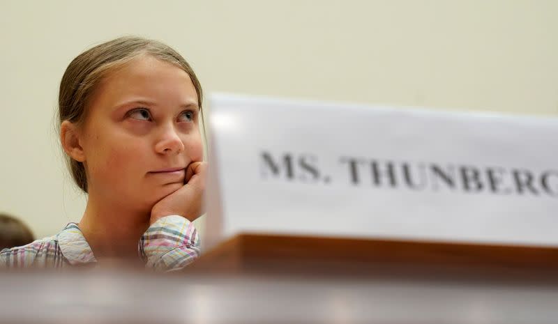 Sixteen year-old Swedish climate activist Greta Thunberg testifies at a House Foreign Affairs subcommittee and House Select Climate Crisis Committee in Washington