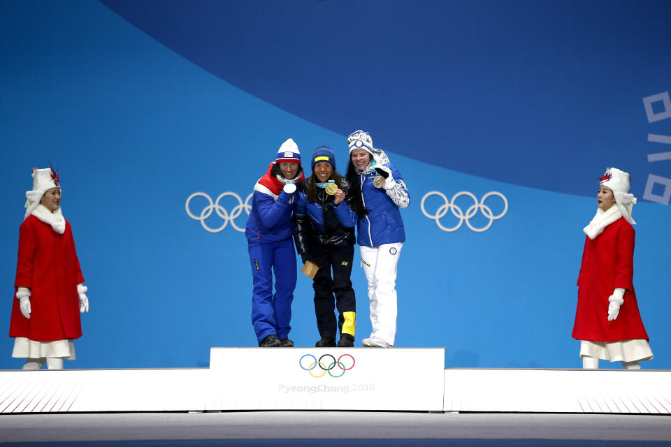 Die erste Siegerehrung in Pyeongchang