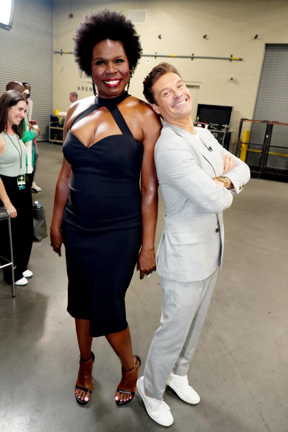 <p>Leslie Jones and Ryan Seacrest attend the 2022 iHeartRadio Music Festival at T-Mobile Arena on Sept. 24 in Las Vegas. </p>