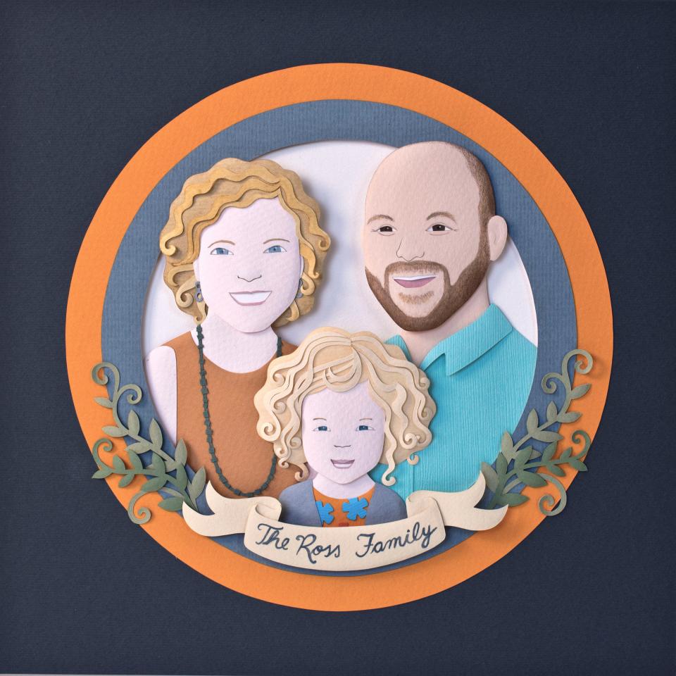 Paper art. Paper cut custom portrait. Personalised family portrait