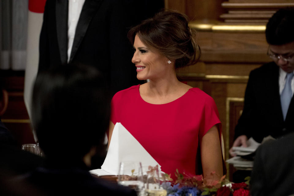 Melania Trump in Valentino. (Photo: AP)