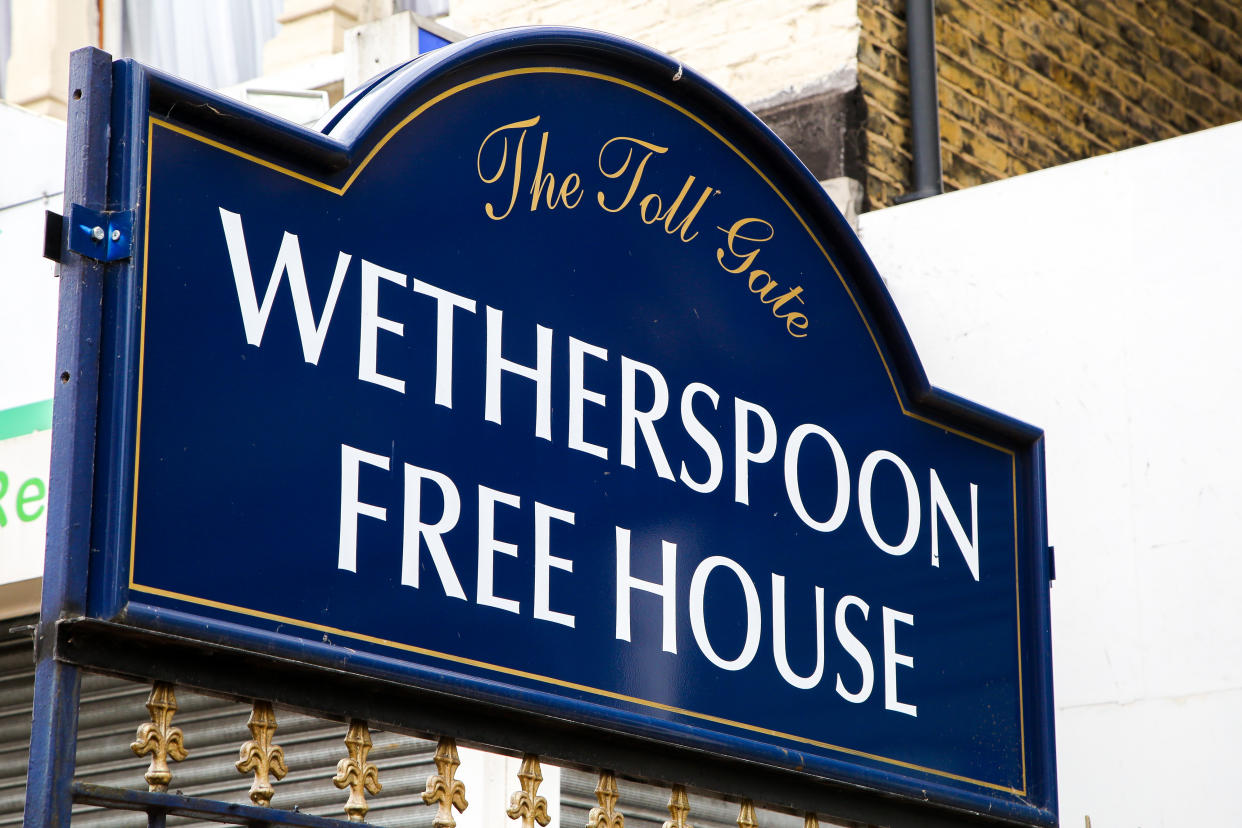 'The Toll Gate' a Weatherspoon Free House sign in north London. Pubs have been closed in the UK since March following the outbreak of COVID-19 and predicted to reopen on 22 June. (Photo by Dinendra Haria / SOPA Images/Sipa USA)