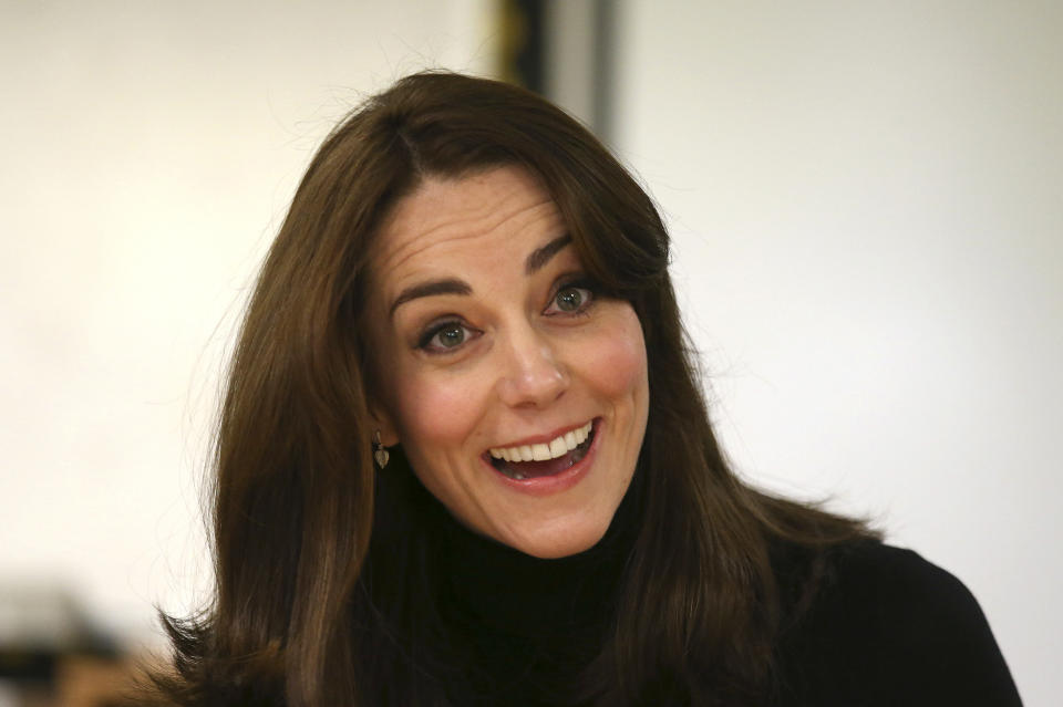 Britain's Catherine, Duchess of Cambridge, attends a Place2Be meeting at St Catherine's Primary School in Edinburgh, Scotland, Britain Feb.&nbsp;24, 2016.