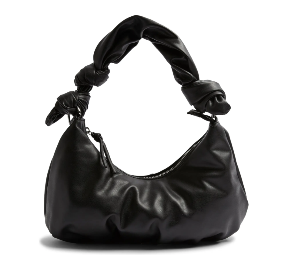 4) Knotted Half Moon Faux Leather Shoulder Bag