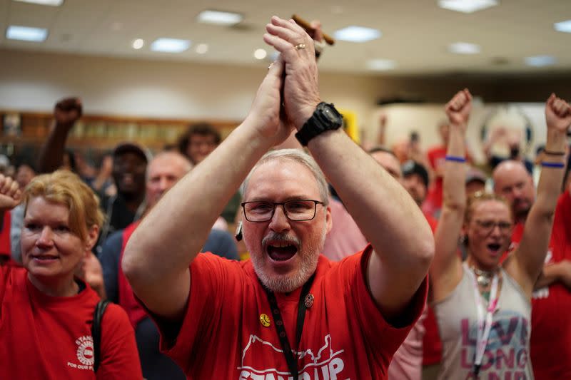 FILE PHOTO: Volkswagen factory workers' unionization vote results watch party in Chattanooga