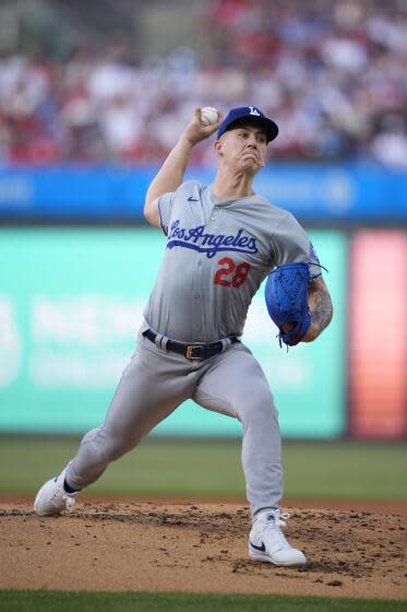 Los Angeles Dodgers' Bobby Miller plays during a baseball game