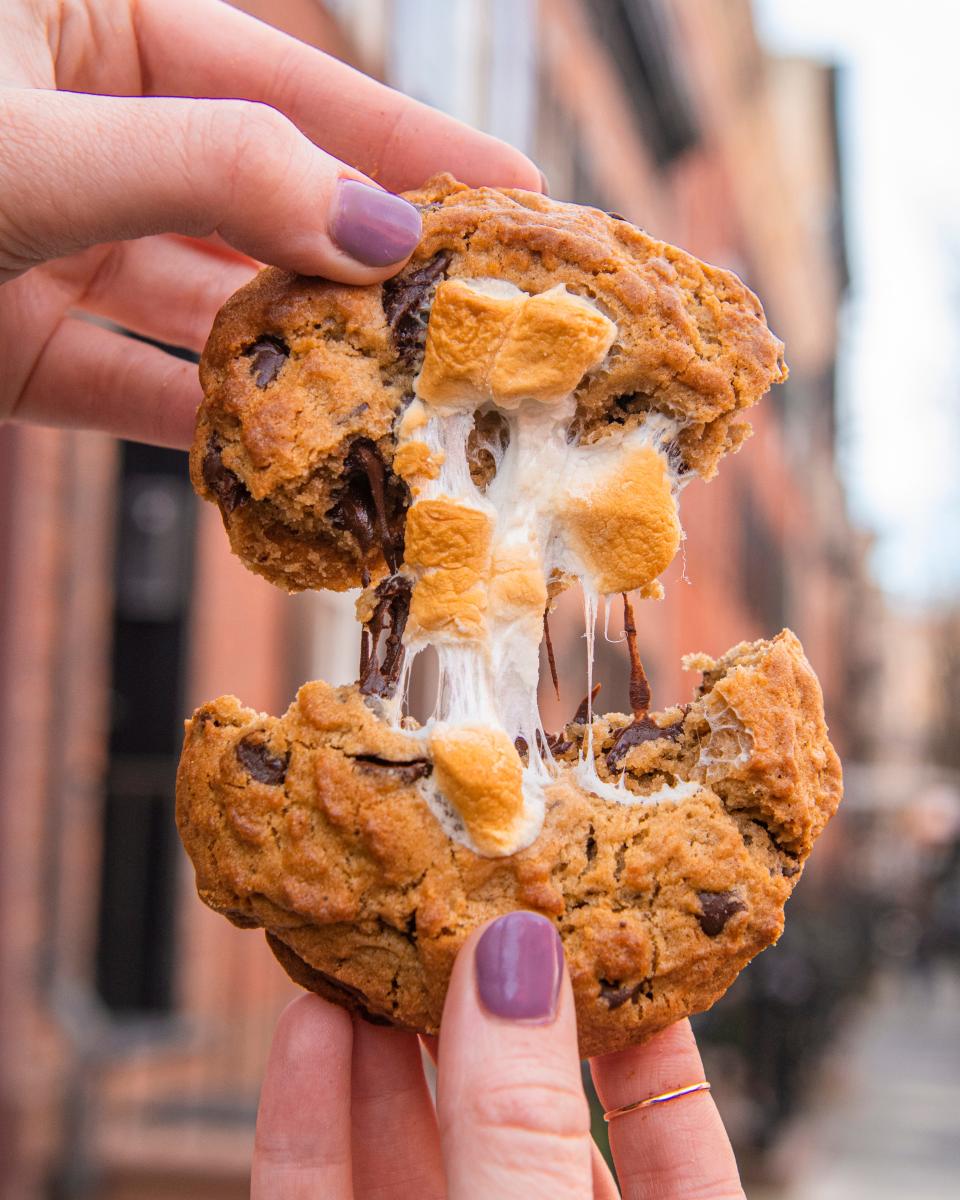 The s'mores cookie at Chip City Cookies is a graham cracker cookie with dark chocolate chips and topped with marshmallows. Chip City Cookie opened their Delray Beach location on Atlantic Avenue on Friday, May 17.