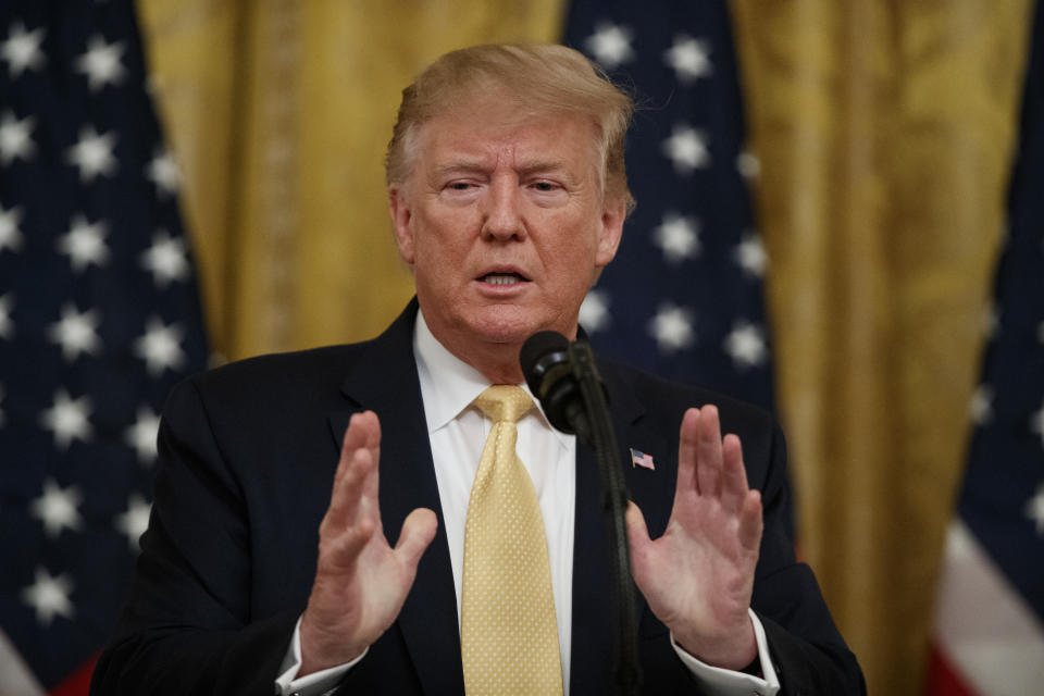 President Donald Trump speaks during the "Presidential Social Media Summit" in the East Room of the White House, Thursday, July 11, 2019, in Washington. (AP Photo/Evan Vucci)