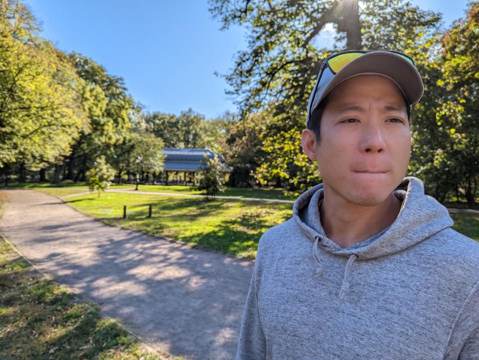 <p>Pixel 6 camera sample of a man in the park facing the camera with his face in focus. Google's Face Unblur tool combines pictures from the phone's cameras to keep your subject's faces sharp even if they were blurry.</p>
