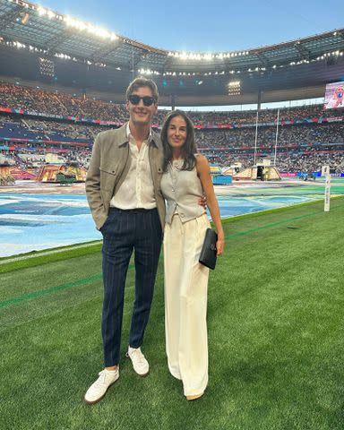 <p>George Russell Instagram</p> George Russell and his girlfriend Carmen Montero Mundt at the 2023 Rugby World Cup in France.