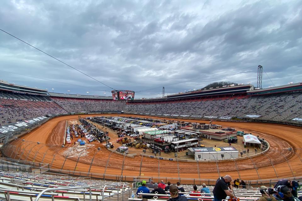 Bristol Motor Speedway has been turned into a dirt track for Sunday's NASCAR Cup Series and Truck Series races.