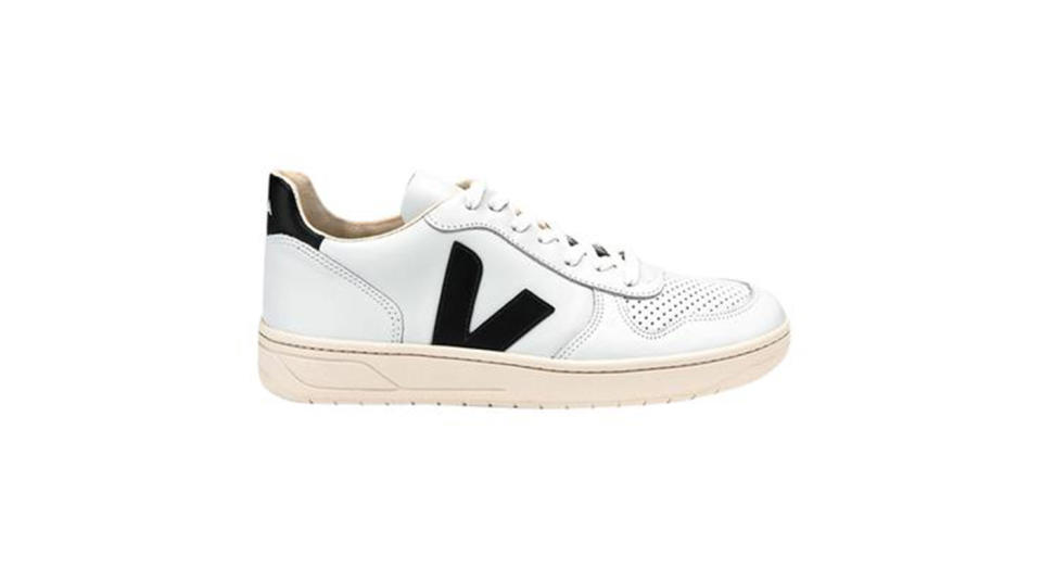 Veja V 10 Leather Extra White Black Womens Shoes