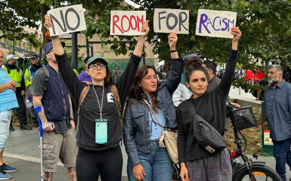 Anti-racism protesters marched through the streets of London