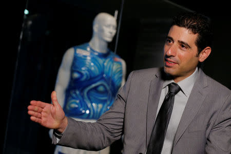 Oren Milstein, CEO and Chief Scientific Officer of StemRad, developers of new protective vest, Astrorad, gestures during an interview with Reuters at Madatech, National Museum of Science Technology and Space in Haifa, Israel February 23, 2017. Picture taken February 23, 2017. REUTERS/Amir Cohen