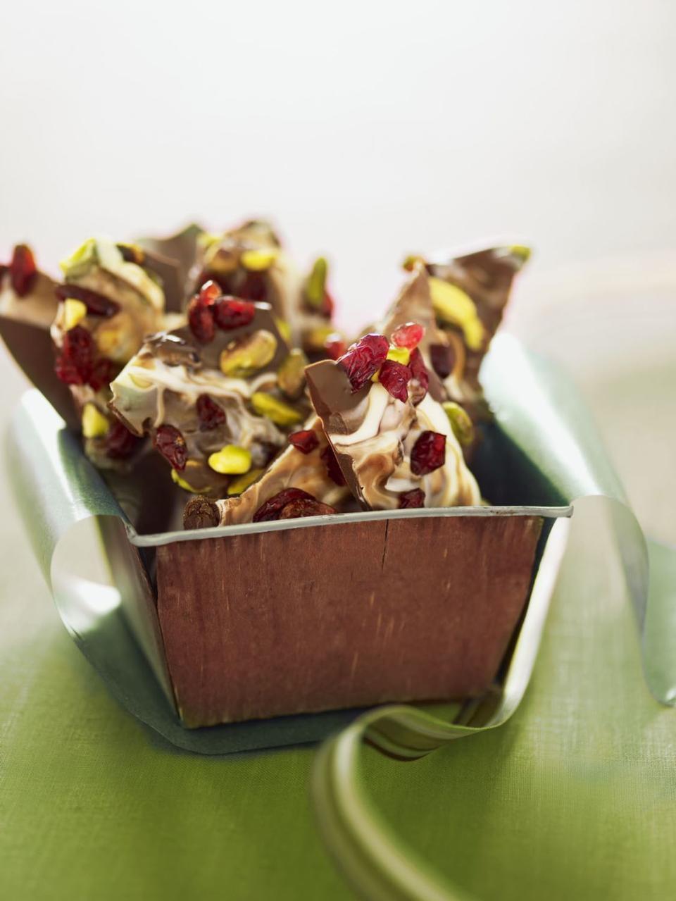 Pistachio and Tart Cherry Chocolate Bark