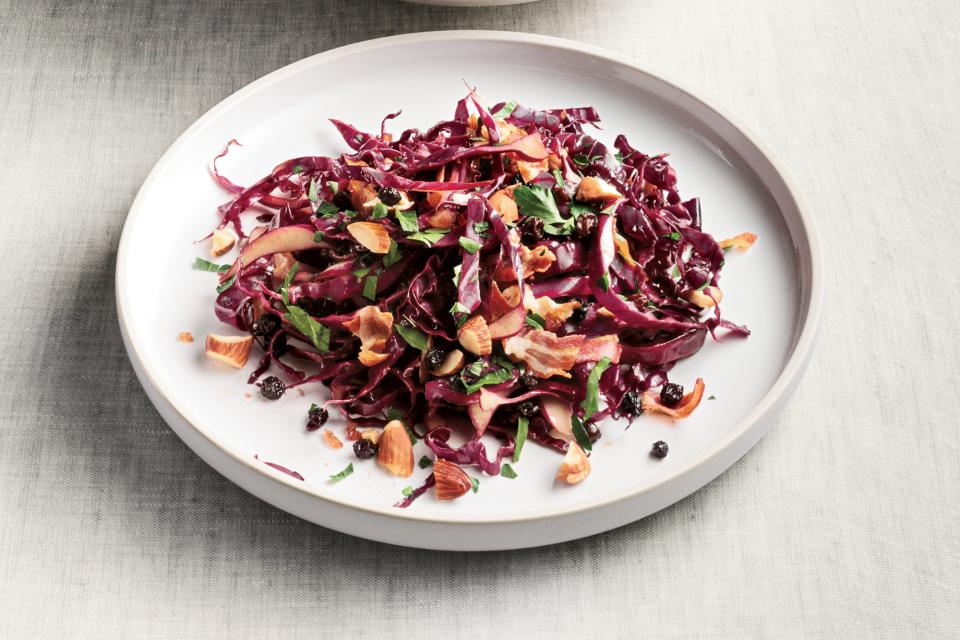 Red Cabbage Salad with Warm Pancetta-Balsamic Dressing