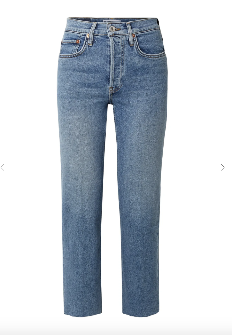 Cropped Frayed Mid-Rise Straight-Leg Jeans