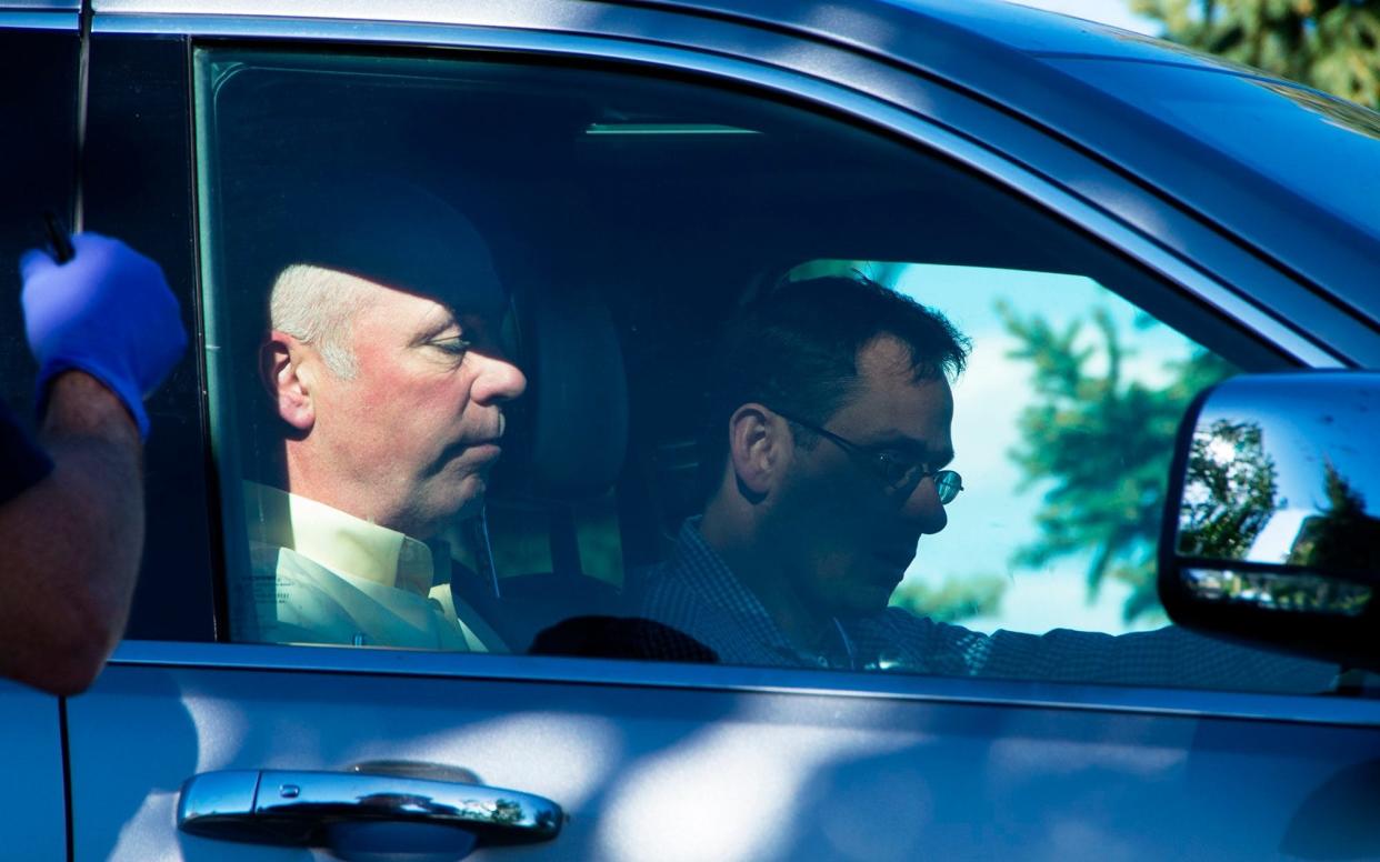 Republican candidate for Montana's only US House seat, Greg Gianforte, sits in a vehicle  in Bozeman on Wednesday - Bozeman Daily Chronicle