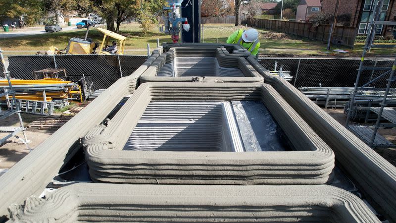 The first 3-D-printed two-story building in the US under construction in Texas