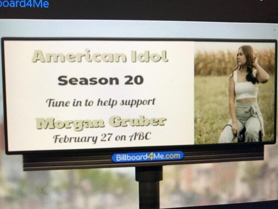 An Ellwood City billboard encourages people to root on local "American Idol" contestant Morgan Gruber.