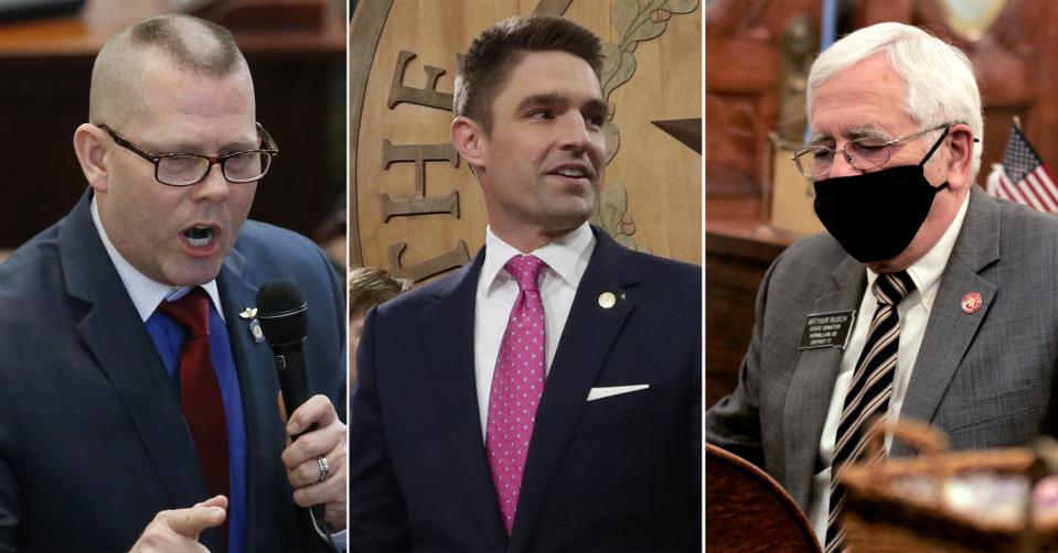 From left, Oklahoma state Rep. Kevin McDugle, Texas state Rep. Jeff Leach and South Dakota state Sen. Arthur Rusch have filed bills to reform the death penalty in their states.