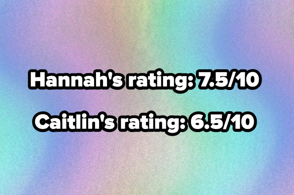 Hannah's rating 7.5/10 and caitlin's rating 6.5/10