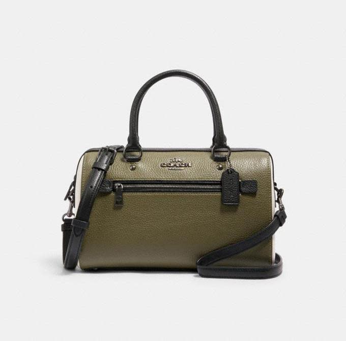 Rowan Satchel In Colorblock. Image via Coach Outlet.