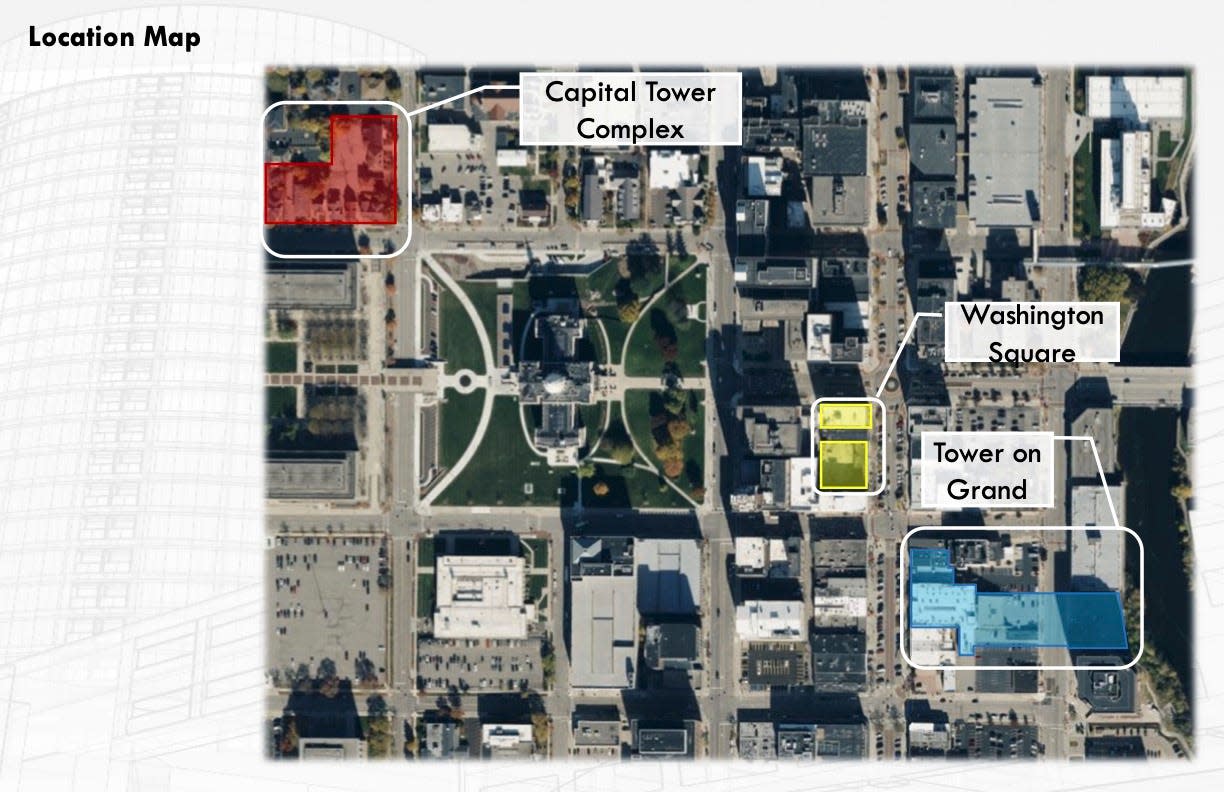 The locations of the three proposed development projects.