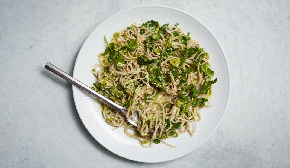 Soba with Green Chile Pesto