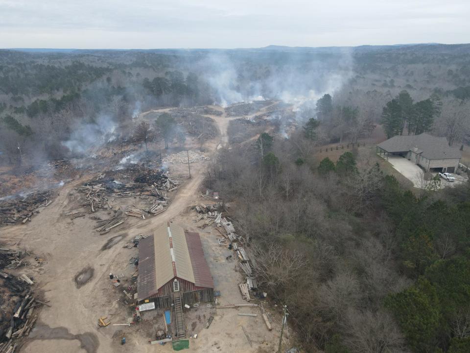 Smoke rises from a landfill in St. Clair County, Ala., where a fire ignited underground in November and burned for months.