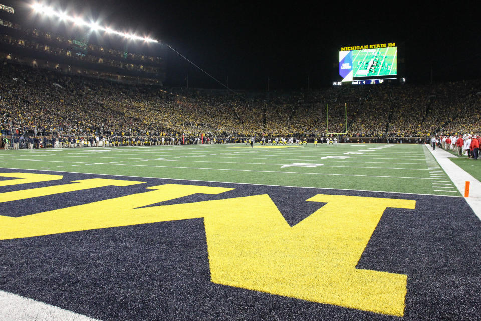 ANN ARBOR, MI - OCTOBER 13:  A general field-level view of Michigan Stadium is seen during a game between the Wisconsin Badgers (15) and the Michigan Wolverines (12) on October 13, 2018 at Michigan Stadium in Ann Arbor, Michigan.  (Photo by Scott W. Grau/Icon Sportswire via Getty Images