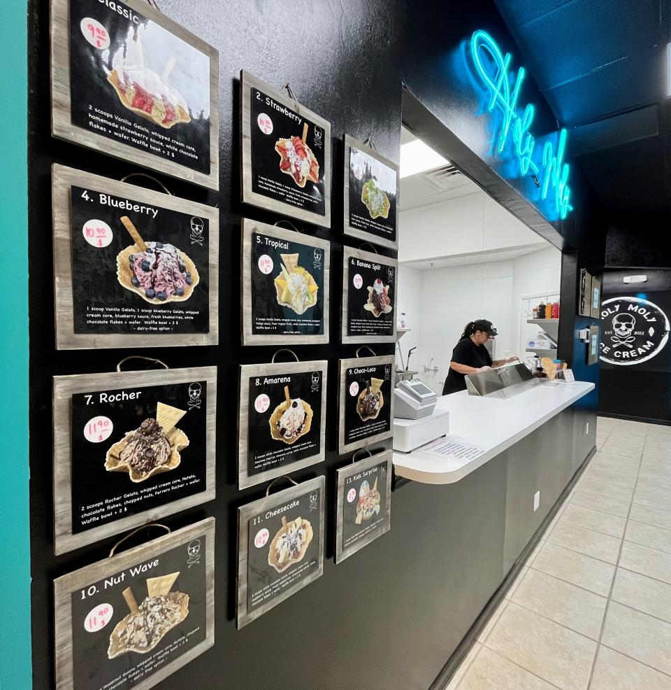 Holy Moly Ice Cream offers a dozen signature creations.