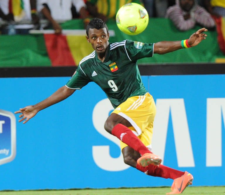 Ethiopia's forward Getaneh Kebede, pictured in action in Rustenburg on January 29, 2013. Ethiopia won 2-1 in Botswana Saturday to stay two points ahead of fancied South Africa in a thrilling Group A race for World Cup survival