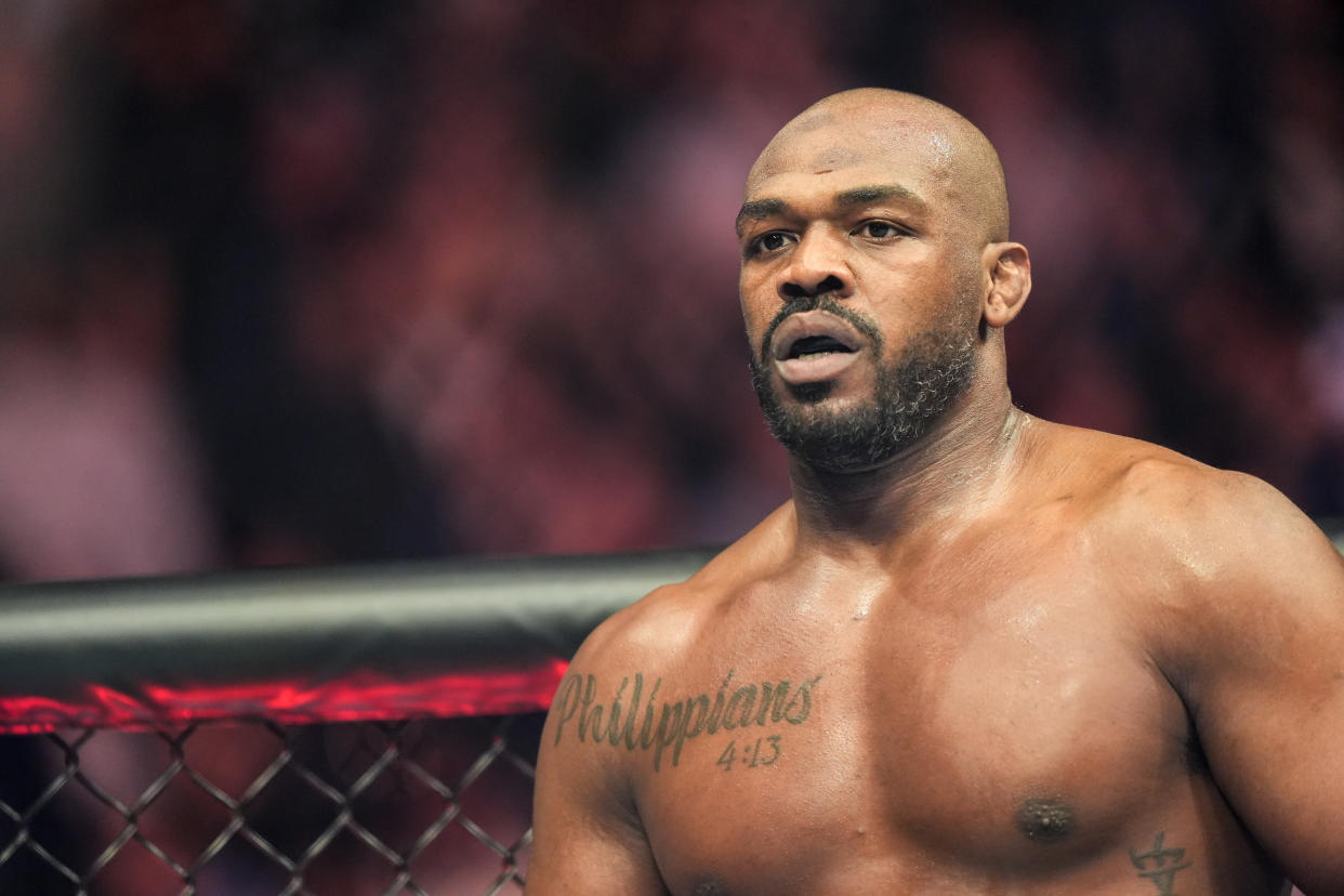 LAS VEGAS, NV - March 5: Jon Jones at T-Mobile Arena for UFC 285 -Jones vs Gane : Event on March 5, 2023 in Las Vegas, NV, United States.(Photo by Louis Grasse/PxImages/Icon Sportswire via Getty Images)