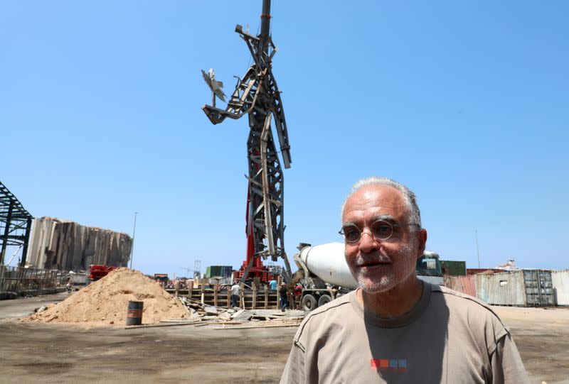 Lebanese architect Karam attends interview with Reuters at Beirut's port