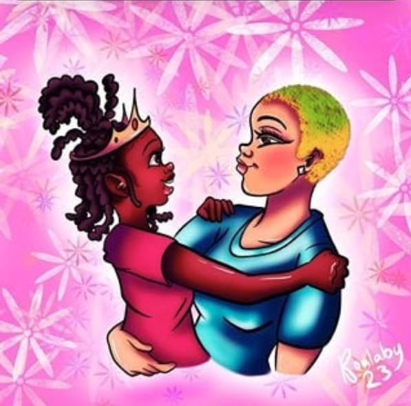 Ariyonna, left, and Shabria, as depicted by an artist after "Hair Love" filmmaker put out the call for tributes. (Photo: Instagram)