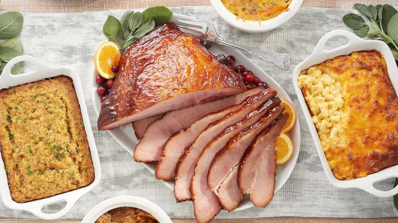 Hickory smoked ham and sides
