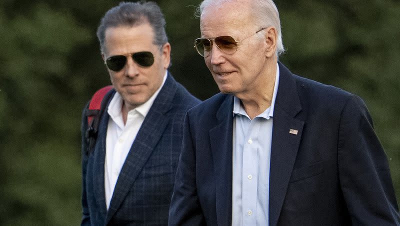 President Joe Biden, and his son Hunter Biden arrive at Fort McNair on June 25, 2023, in Washington.