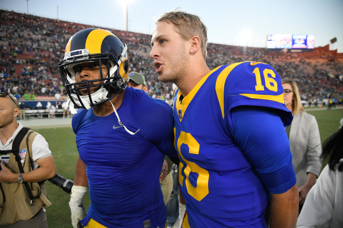 Rams' Aaron Donald ready to chase down former teammate Jared Goff