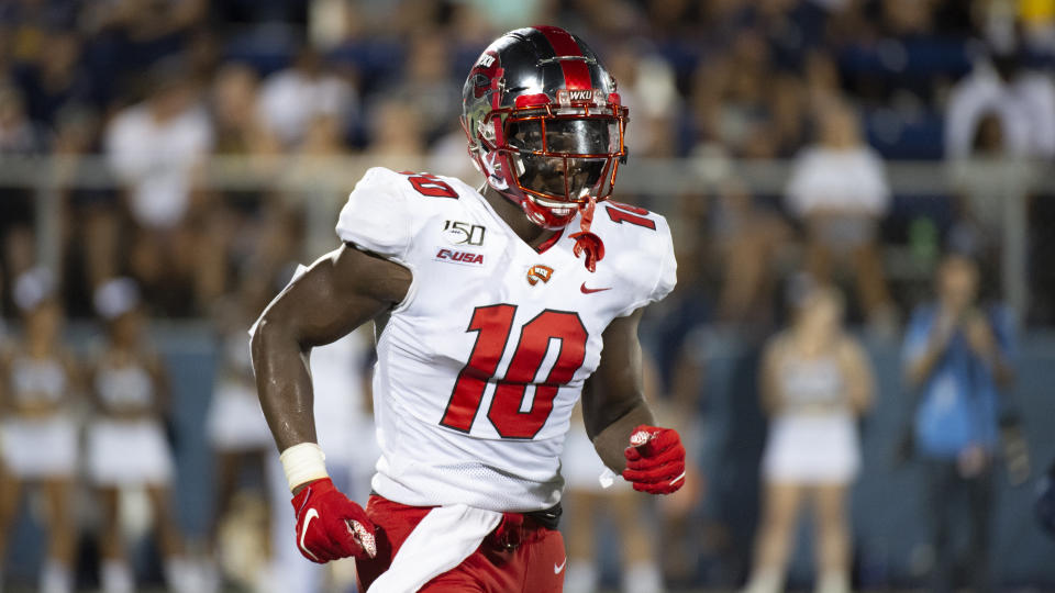 Western Kentucky defensive lineman DeAngelo Malone has 20 tackles for loss. (AP Photo/Doug Murray)